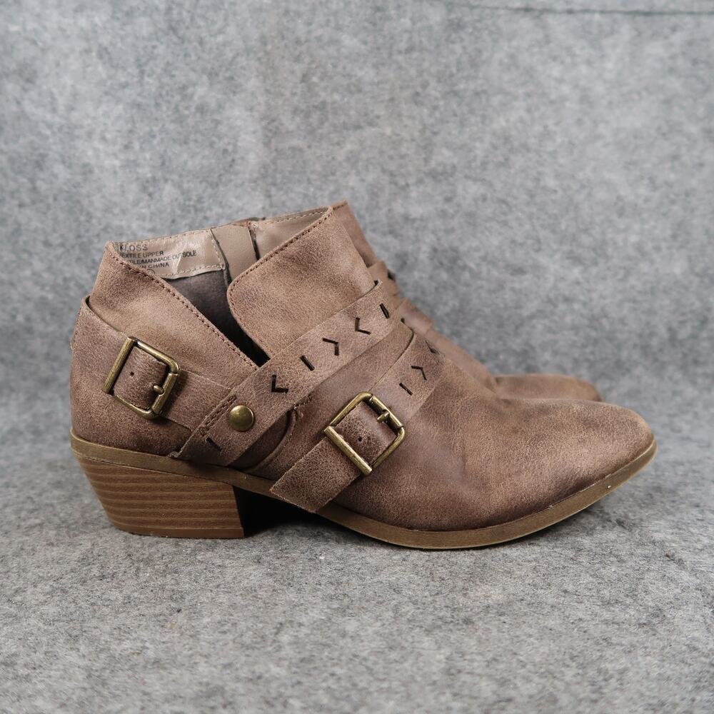 Now or Never Shoes Womens 7.5 Ankle Booties Fashion Block Heel Western Boot Zip